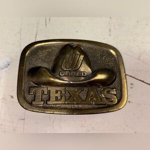United Airlines Solid Bronze Vintage Belt Buckle